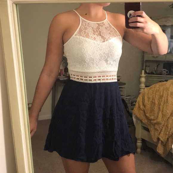 Dresses & Skirts - White and navy dress